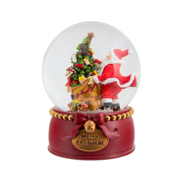 Resin Red Musical Waterball Santa W/Tree