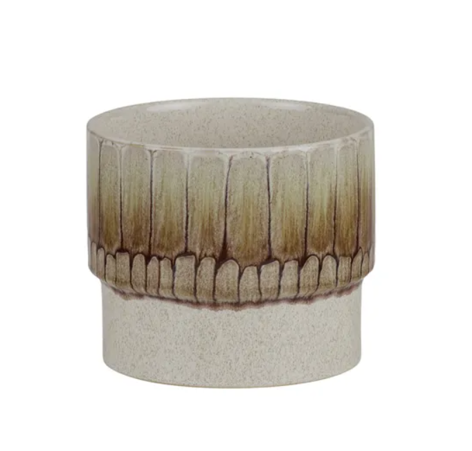 Tobin Ceramic Pot | Ivory/Claret