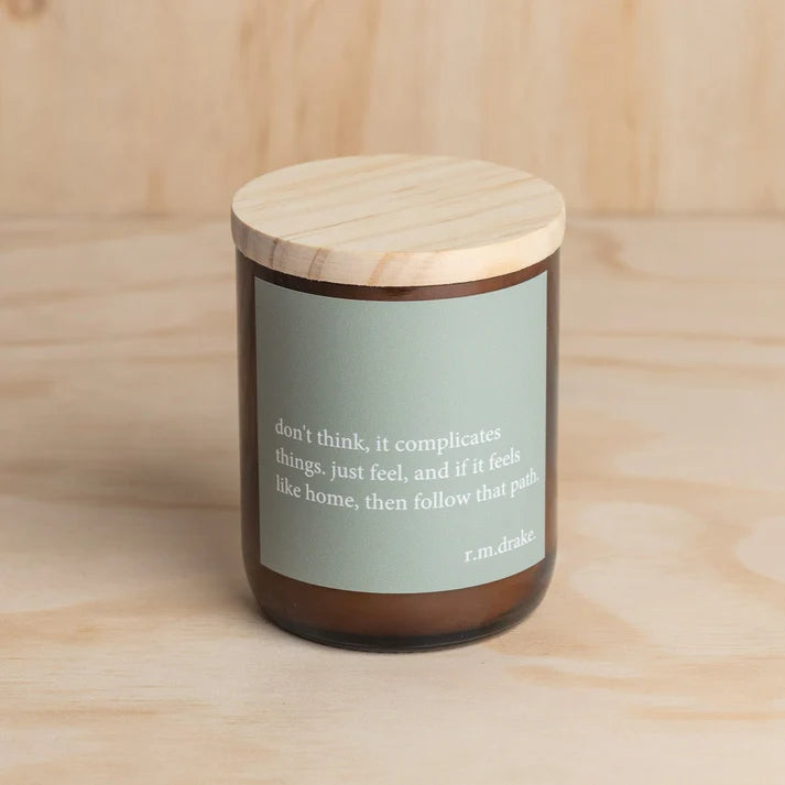 Heartfelt Quote Candle | Don't Think, Just Feel