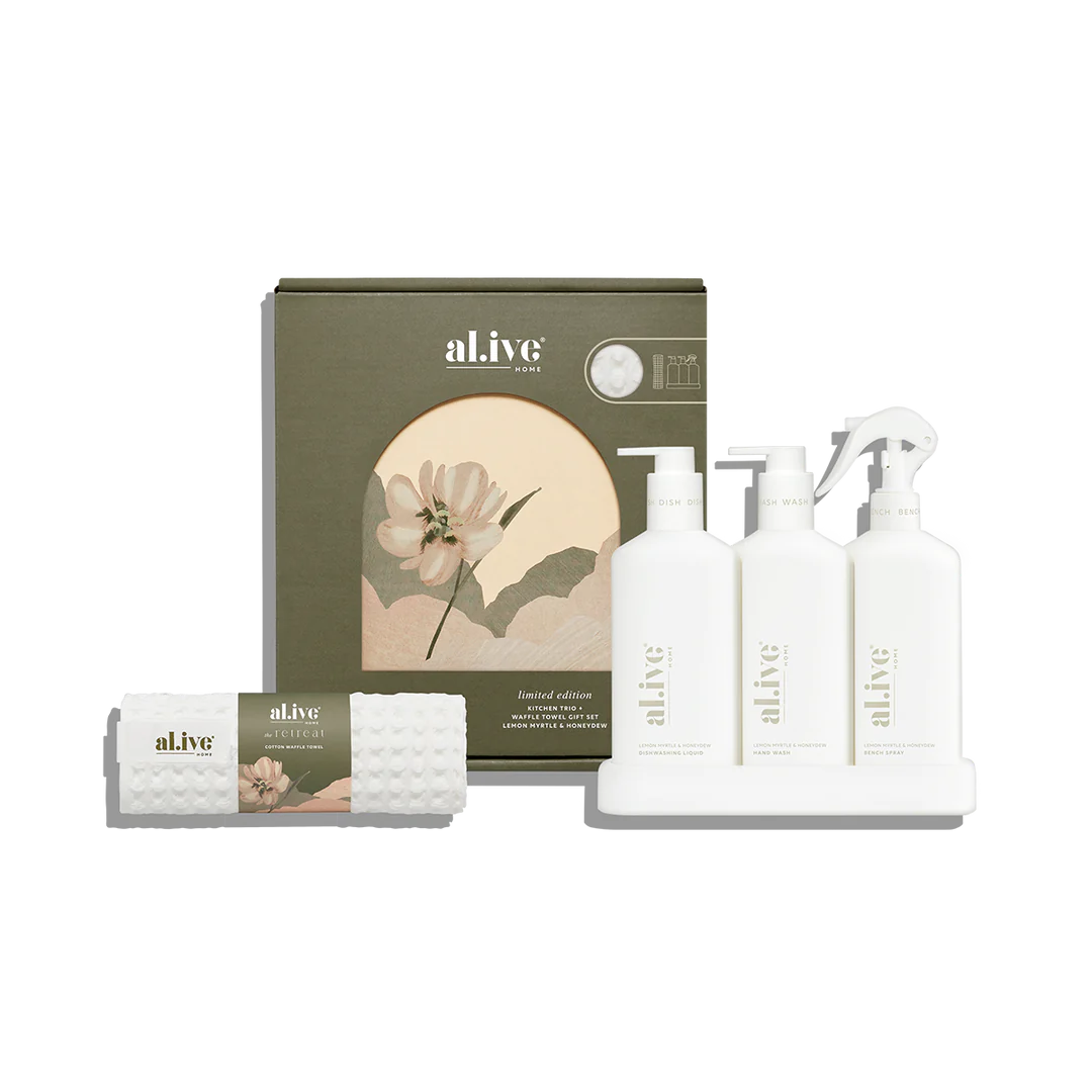 The Retreat Collection Kitchen Trio & Towel Gift Set | Lemon Myrtle & Honeydew