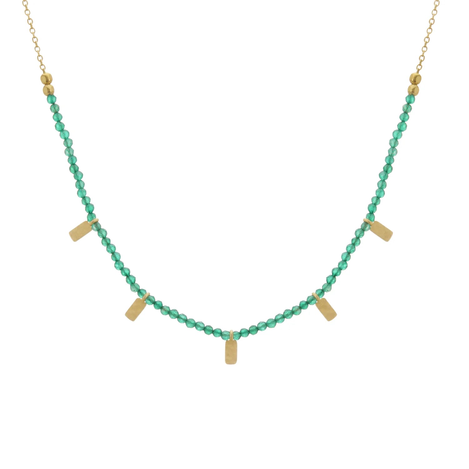 Wandering Soul Green Onyx Choker Necklace | 18KT Yellow Gold Plate