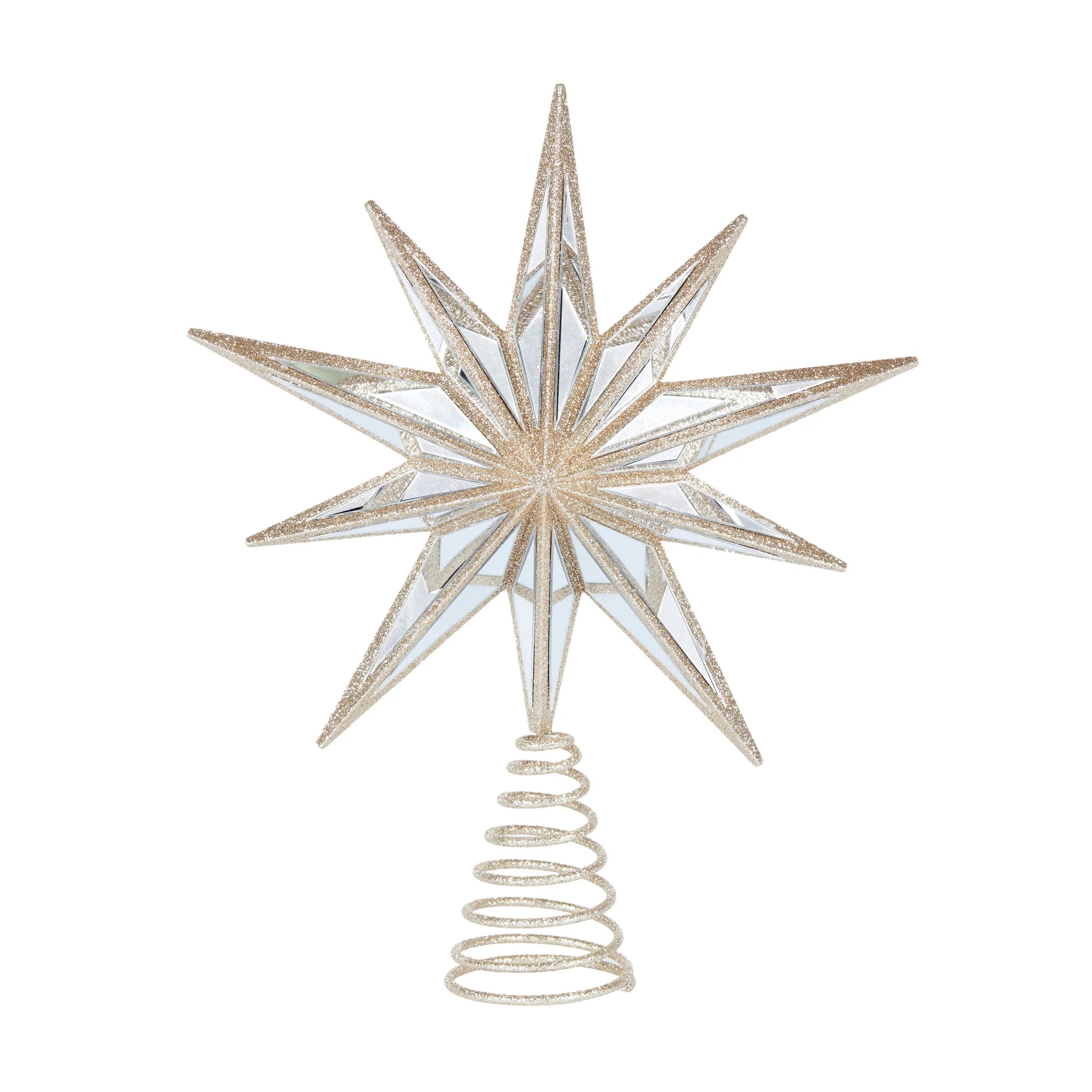 9 Point Mirrored Tree Topper Star Champagne