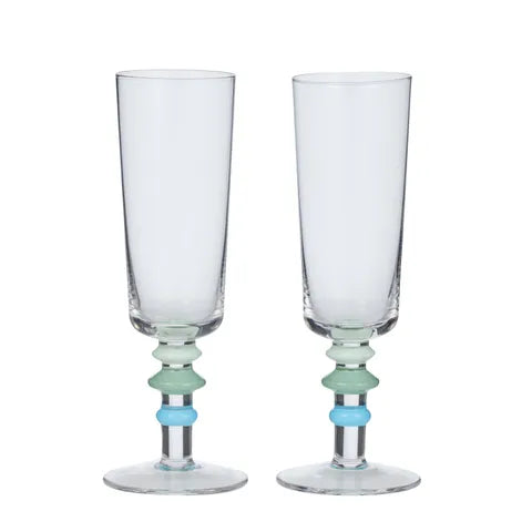 Tori Glassware Cocktail / Flute | Blue + Green