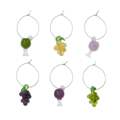 Vino Wine Glass Charms S/6