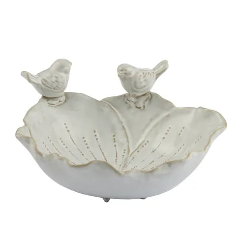 Birds on a Ceramic Bowl | White