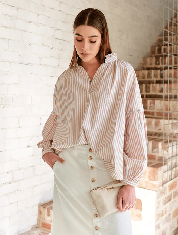 Kell Shirt Stripe Beige