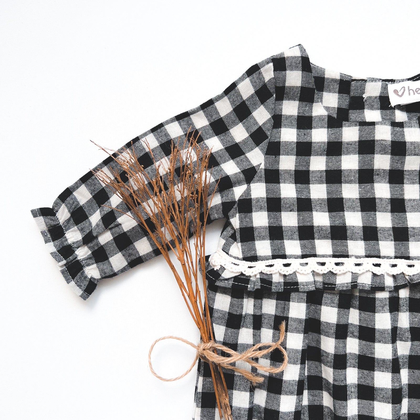 Baby Girls Long Sleeve Nora Playsuit | Black Check