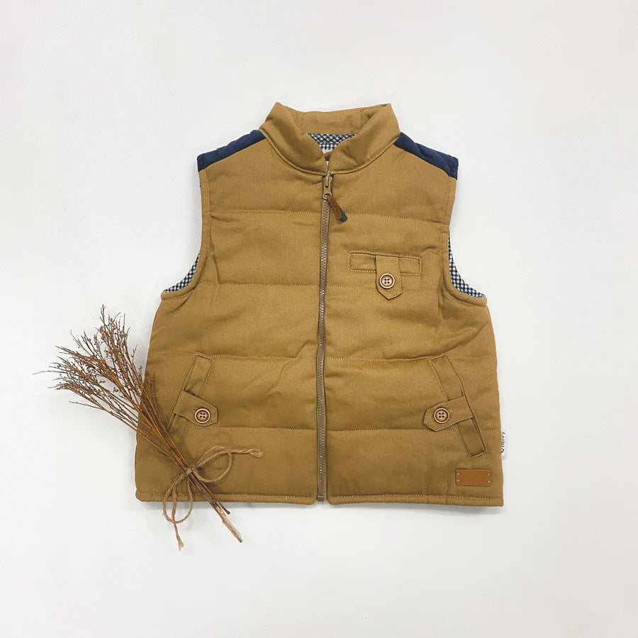 Boys Cooper Puffer Vest | Taupe