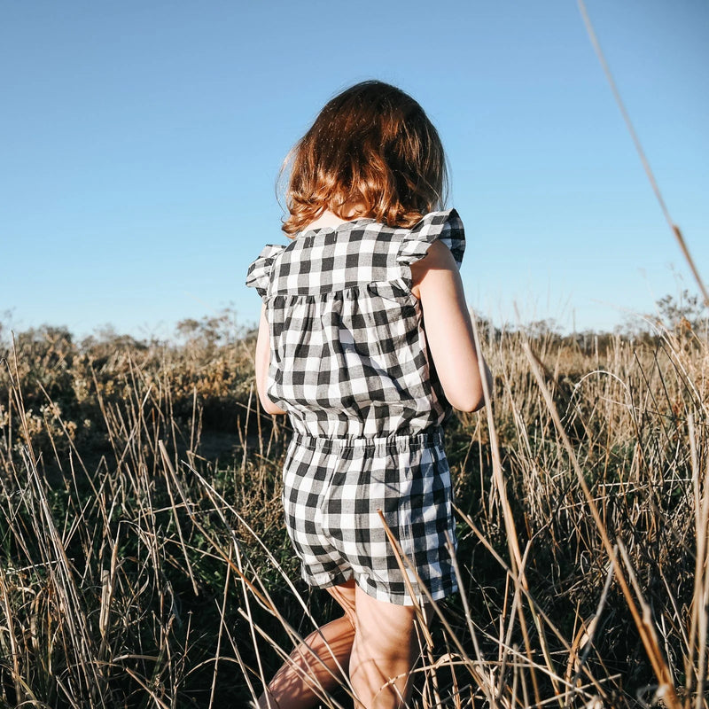 Girls Chloe Playsuit | Navy Check