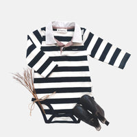 Baby Boys Freddie Polo Romper | Navy Stripe