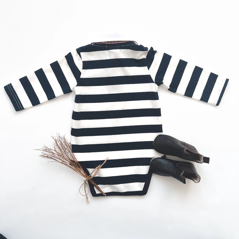 Baby Boys Freddie Polo Romper | Navy Stripe