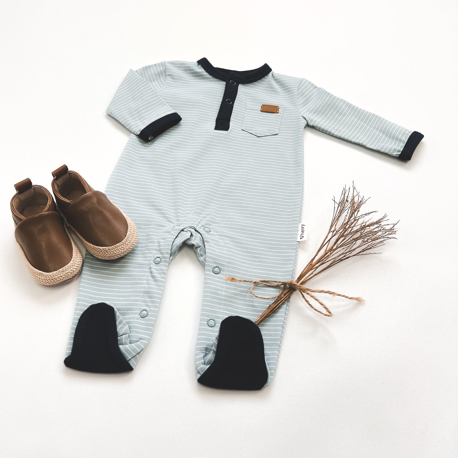 Baby Boys Winter Onesie | Grey Stripe