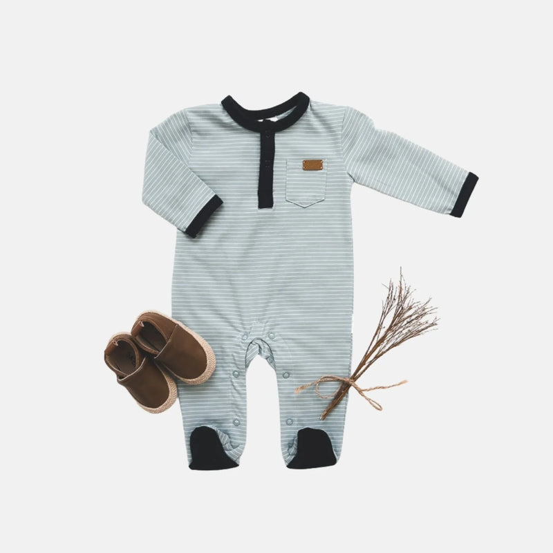 Baby Boys Winter Onesie | Grey Stripe