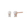 Pearl with White Topaz Studs | Rose Gold Plate