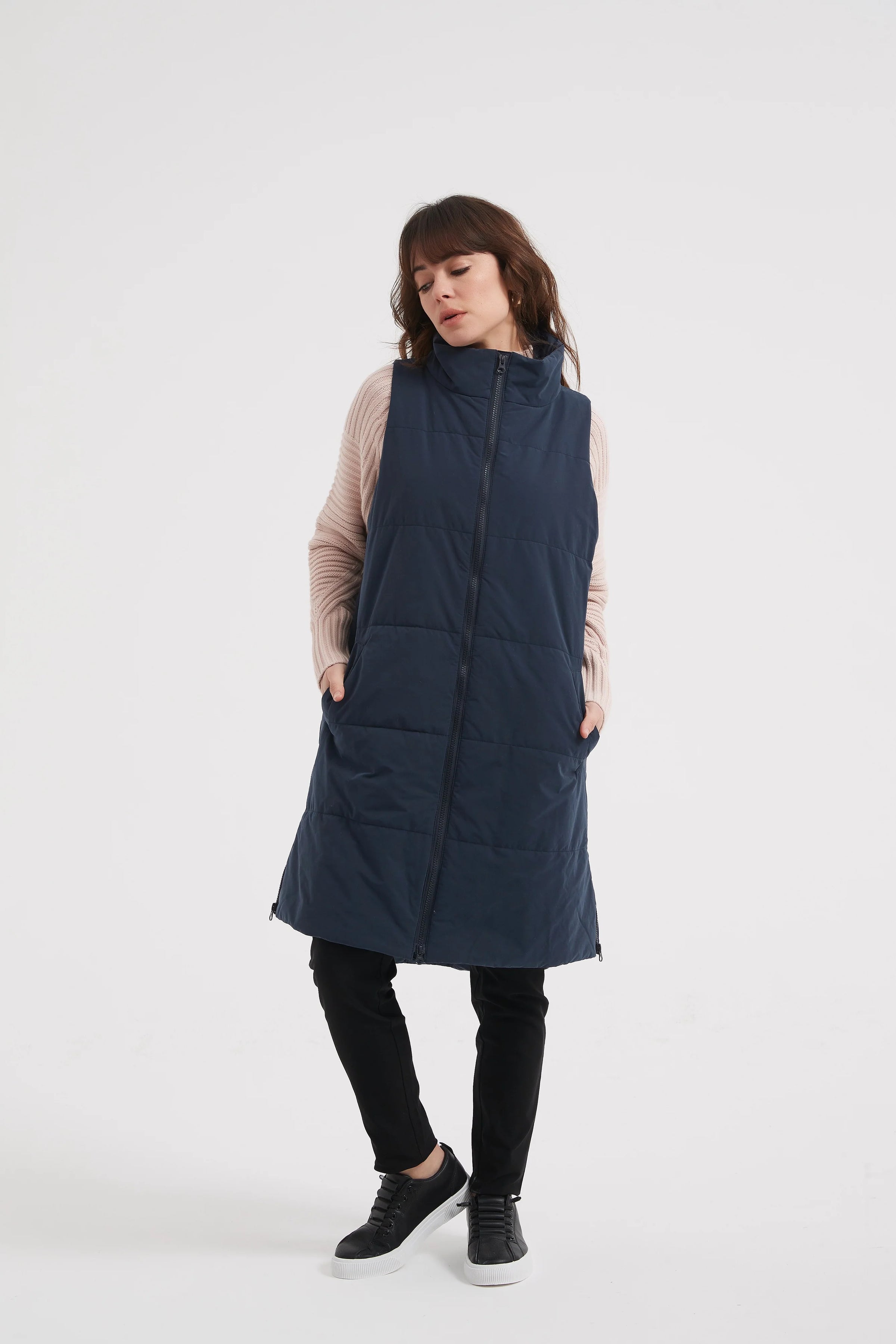 Zip Hem Puffer Vest | Navy