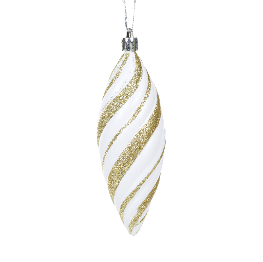 Gold Glitter Swirl Drop Bauble