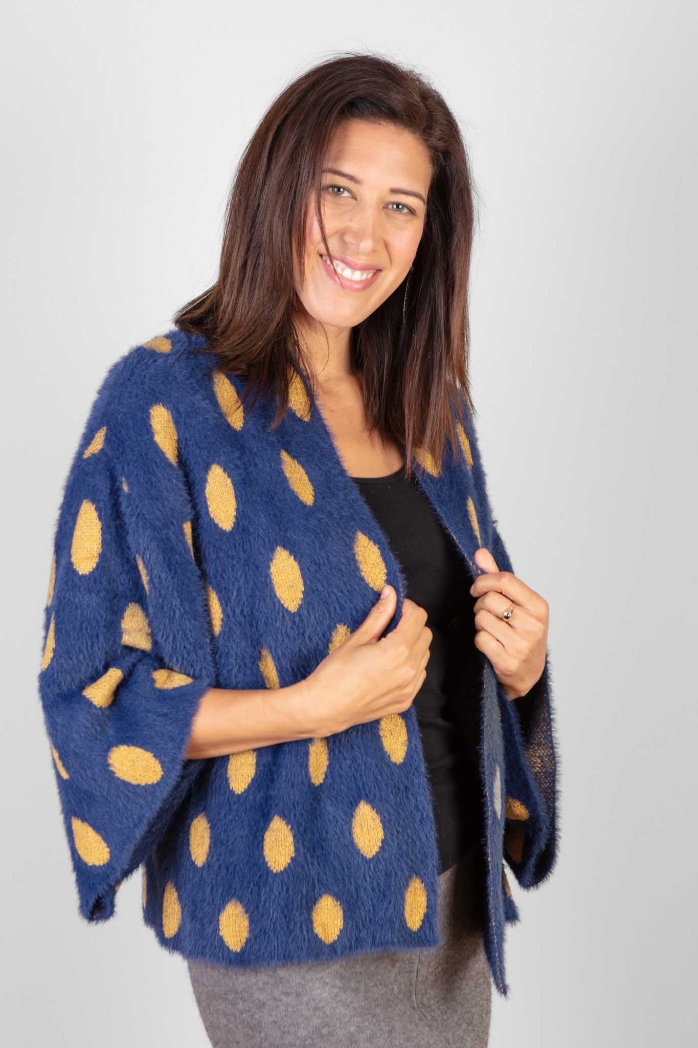 Navy polka dot outlet cardigan