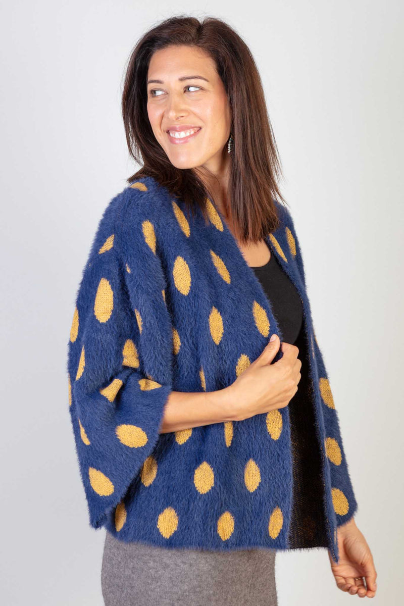 Navy Spot Cardigan