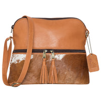 Finland Front Zipper Cowhide Sling Bag