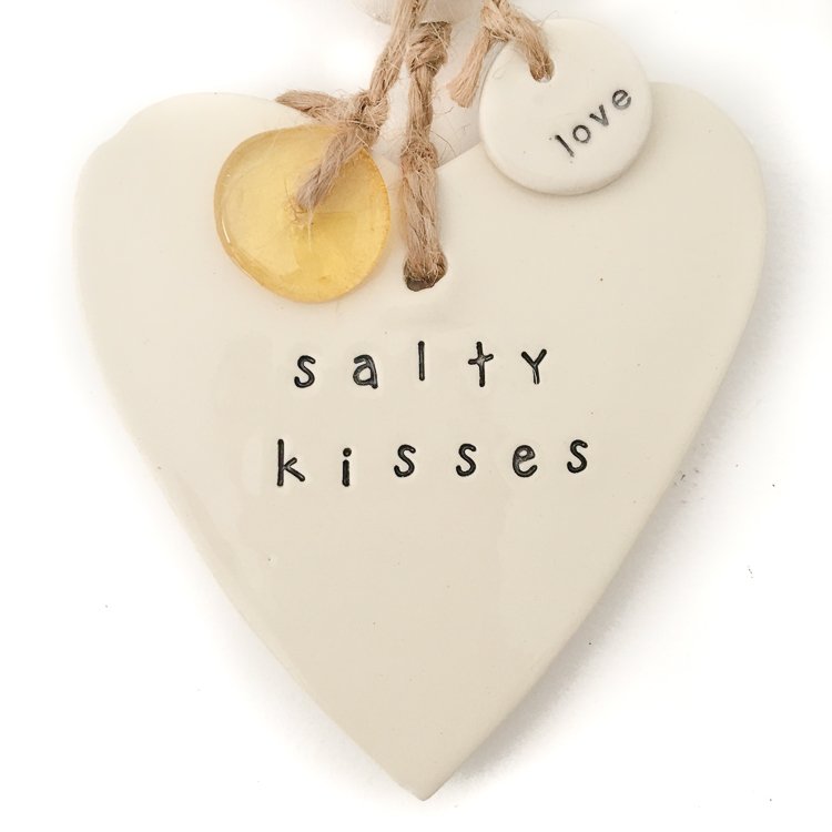 Handmade Ceramic Hanging Heart | Salty Kisses