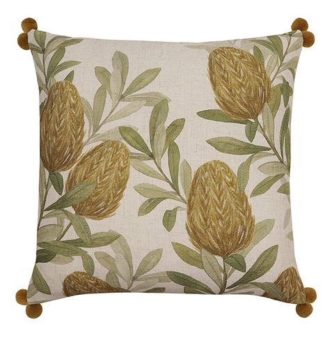 Flowering Banksia Cushion with Pom Pom | Assorted Sizes