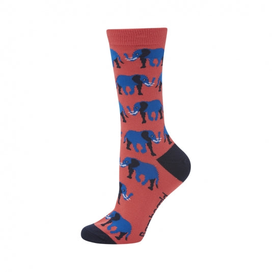 Blue Elephant Pink | Womens Bamboo Sock