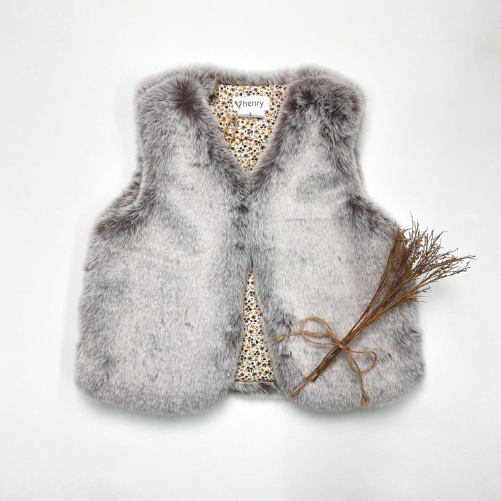 Girls Fur Vest | Camel