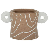 Ahanu Ceramic Pot with Handles | Natural + White