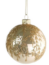 Elegant Glitter Floral & Leaf Bauble Champagne