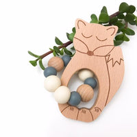 Woodland Silicone and Beech Wood Teether | Fox